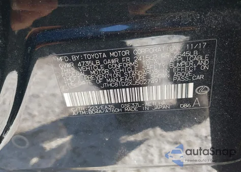 2018 Lexus Is 300 z USA, uszkodzony, nr VIN JTHC81D2XJ5027491